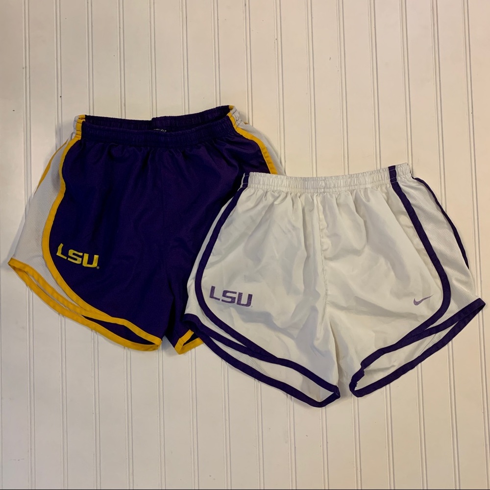 2 pairs Womens LSU Nike Dri-Fit Shorts XS - Picture 1 of 9